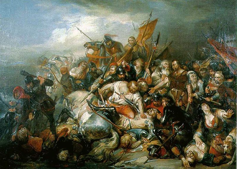 Battle of the Golden Spurs, 11 July 1302, painted 1836 by Nicaise de Keyser (1813-1887) Kortrijk Museum.